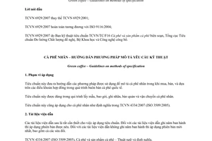 Tiêu chuẩn Việt Nam TCVN 6929:2007 (ISO 9116 : 2004) về cà phê nhân - Hướng dẫn phương pháp mô tả yêu cầu kỹ thuật
