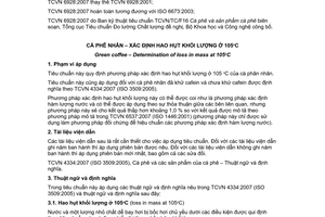 Tiêu chuẩn Việt Nam TCVN 6928:2007 (ISO 6673 : 2003) về cà phê nhân - Xác định hao hụt khối lượng ở 105oC