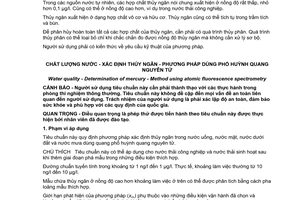 Tiêu chuẩn quốc gia TCVN 7724:2007 (ISO 17852 : 2006) về Chất lượng nước - Xác định thuỷ ngân - Phương pháp dùng phổ huỳnh quang nguyên tử