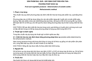 Tiêu chuẩn Việt Nam TCVN 7771:2007 (ISO 2173:2003) về sản phẩm rau, quả - Xác định chất rắn hoà tan - Phương pháp khúc xạ