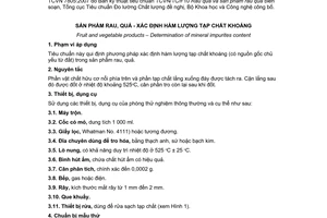 Tiêu chuẩn Việt Nam TCVN 7805:2007 (ISO 762:2003) về sản phẩm rau, quả - Xác định hàm lượng tạp chất khoáng