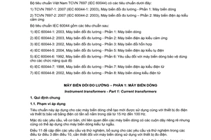 Tiêu chuẩn Việt Nam TCVN 7697-1:2007 (IEC 60044-1:2003) về máy biến đổi đo lường - Phần 1: Máy biến dòng