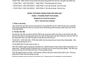 Tiêu chuẩn quốc gia TCVN 7764-1:2007 (ISO 6353-1 : 1982) về Thuốc thử dùng trong phân tích hoá học - Phần 1: Phương pháp thử chung