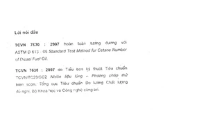 Tiêu chuẩn quốc gia TCVN 7630:2007 (ASTM D 613 - 05) về Nhiên liệu điêzen - Phương pháp xác định trị số xê tan