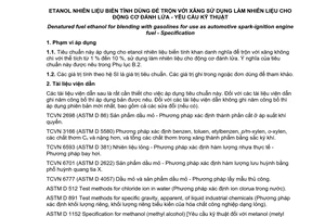 Tiêu chuẩn quốc gia TCVN 7716:2007 về Etanol nhiên liệu biến tính dùng để trộn với xăng sử dụng làm nhiên liệu cho động cơ đánh lửa - Yêu cầu kỹ thuật