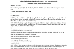 Tiêu chuẩn quốc gia TCVN 4334:2007 (ISO 3509:2005) về Cà phê và sản phẩm cà phê - Thuật ngữ và định nghĩa