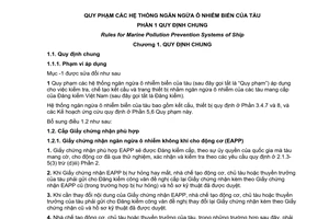 Tiêu chuẩn quốc gia TCVN 6276:2003/SĐ3:2007 về Quy phạm các hệ thống ngăn ngừa ô nhiễm biển của tàu