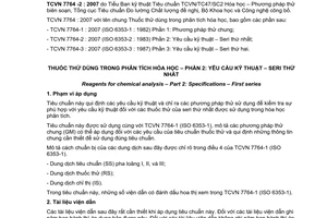 Tiêu chuẩn quốc gia TCVN 7764-2:2007 (ISO 6353-2 : 1983, With Addendum 2 : 1986) về Thuốc thử dùng trong phân tích hoá học - Phần 2: Yêu cầu kỹ thuật - Seri thứ nhất