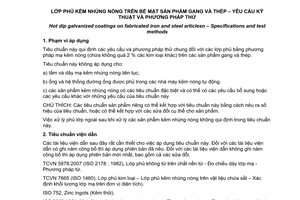 TCVN 5408:2007 (ISO 01461:1999) Lớp phủ kẽm nhúng nóng trên bề mặt sản phẩm gang và thép - Yêu cầu kỹ thuật và phương pháp thử