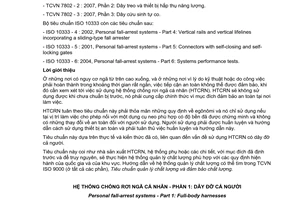 Tiêu chuẩn quốc gia TCVN 7802-1:2007 (ISO 10333 - 1 : 2000, With Amendment 1:2002) về Hệ thống chống rơi ngã cá nhân - Phần 1: Dây đỡ cả người