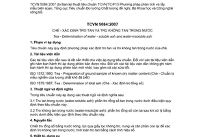 Tiêu chuẩn Việt Nam TCVN 5084:2007 (lSO 1576:1988) về chè - xác định tro tan và tro không tan trong nước