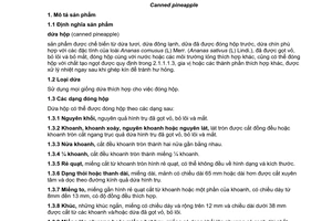 Tiêu chuẩn Quốc gia TCVN 187:2007 (CODEX STAN 42-1981) về dứa hộp