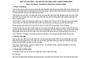 Tiêu chuẩn quốc gia TCVN 3649:2007 (ISO 186 : 2002) về Giấy và cáctông - Lấy mẫu để xác định chất lượng trung bình