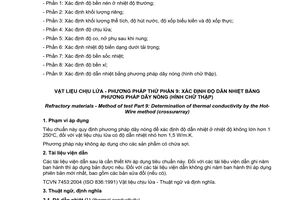 Tiêu chuẩn quốc gia TCVN 6530-9:2007 về Vật liệu chịu lửa - Phương pháp thử - Phần 9: Xác định độ dẫn nhiệt bằng phương pháp dây nóng (hình chữ thập)