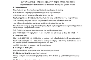 Tiêu chuẩn quốc gia TCVN 3652:2007 (ISO 534 : 2005) về Giấy và cáctông - Xác định độ dày, tỷ trọng và thể tích riêng
