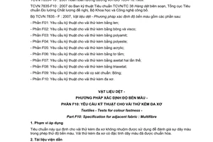 Tiêu chuẩn quốc gia TCVN 7835-F10:2007 (ISO 105-F10 : 1989) về Vật liệu dệt - Phương pháp xác định độ bền màu - Phần F10: Yêu cầu kỹ thuật cho vải thử kèm đa xơ