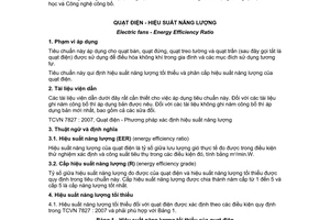 Tiêu chuẩn quốc gia TCVN 7826:2007 về Quạt điện - Hiệu suất năng lượng