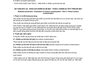 Tiêu chuẩn quốc gia TCVN 7078-2:2007 (ISO 7503-2 : 1988) về An toàn bức xạ - Đánh giá nhiễm xạ bề mặt - Phần 2: Nhiễm xạ triti trên bề mặt