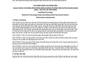 Tiêu chuẩn quốc gia TCVN 7684:2007 (IEC 60923: 2005, With Amendment 2: 2006) về phụ kiện dùng cho bóng đèn - Balát dùng cho bóng đèn phóng điện (không kể bóng đèn huỳnh quang dạng ống) - Yêu cầu về tính năng