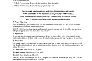 Tiêu chuẩn Việt Nam TCVN 7768-2:2007 (ISO 6561-2:2005) về rau, quả và sản phẩm rau, quả - Xác định hàm lượng cadimi - Phần 2: Phương pháp đo phổ hấp thụ nguyên tử ngọn lửa