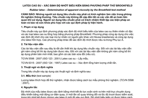 Tiêu chuẩn quốc gia TCVN 4859:2007 (ISO 1652 : 2004) về  Latex cao su - Xác định độ nhớt biểu kiến bằng phương pháp thử Brookfield