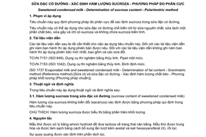 Tiêu chuẩn quốc gia TCVN 5536:2007 (ISO 2911:2004) về Sữa đặc có đường – Xác định hàm lượng sucroza – Phương pháp đo phân cực