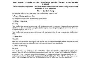 Tiêu chuẩn quốc gia TCVN 7303-2-32:2009 (IEC 60601-2-32:1994) về Thiết bị điện y tế - Phần 2-32: Yêu cầu riêng về an toàn của thiết bị phụ trợ máy X quang