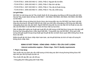 Tiêu chuẩn quốc gia TCVN 5735-5:2009 (ISO 6621-5:2005) về Động cơ đốt trong - Vòng găng - Phần 5: Yêu cầu chất lượng