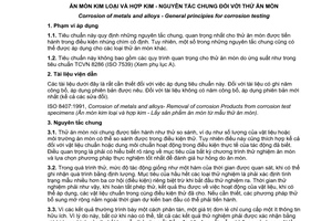 Tiêu chuẩn quốc gia TCVN 5404:2009 (ISO 11845: 1995) về Ăn mòn kim loại và hợp kim - Nguyên tắc chung đối với thử ăn mòn