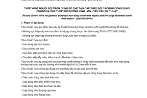 Tiêu chuẩn quốc gia TCVN 3782:2009 (ISO 2232 : 1990) về Thép vuốt nguội sợi tròn dùng để chế tạo cáp thép sợi cacbon công dụng chung và cáp thép sợi đường kính lớn - Yêu cầu kỹ thuật