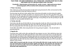 Tiêu chuẩn Việt Nam TCVN 8162:2009 (EN 13585:2001) về thực phẩm - Xác định fumonisin B1 và B2 trong ngô - Phương pháp sắc ký lỏng hiệu năng cao có làm sạch bằng chiết pha rắn