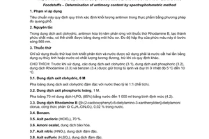 Tiêu chuẩn Việt Nam TCVN 8132:2009 về thực phẩm - Xác định hàm lượng antimon bằng phương pháp quang phổ