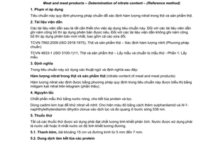 Tiêu chuẩn Việt Nam TCVN 7991:2009 (ISO 3091:1975) về thịt và sản phẩm thịt - xác định hàm lượng nitrat (phương pháp chuẩn)