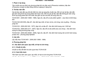 Tiêu chuẩn Việt Nam TCVN 4295:2009 về đậu hạt - phương pháp thử