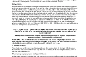 Tiêu chuẩn quốc gia TCVN 6489:2009 (ISO 9439 : 1999) về Chất lượng nước - Đánh giá khả năng phân hủy sinh học hiếu khí hoàn toàn của các hợp chất hữu cơ trong môi trường nước - Phép thử sự giải phóng cacbon dioxit