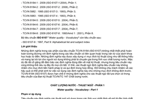 Tiêu chuẩn quốc gia TCVN 8184-1:2009 (ISO 6107-1 : 2004) về Chất lượng nước - Thuật ngữ - Phần 1
