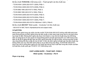 Tiêu chuẩn quốc gia TCVN 8184-8:2009 (ISO 6107–8:1993, AMD 1 : 2001) về Chất lượng nước - Thuật ngữ - Phần 8