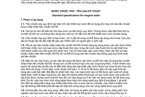 Tiêu chuẩn Việt Nam TCVN 2117:2009 (ASTM D 1193 – 06) về Nước thuốc thử - Yêu cầu kỹ thuật