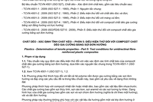 Tiêu chuẩn quốc gia TCVN 4501-5:2009 (ISO/FDIS 527-5 : 2009) về Chất dẻo - Xác định tính chất kéo - Phần 5: Điều kiện thử đối với compozit chất dẻo gia cường bằng sợi đơn hướng