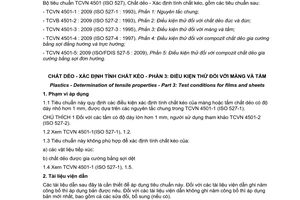 Tiêu chuẩn quốc gia TCVN 4501-3:2009 (ISO 527-3 : 1995) về Chất dẻo - Xác định tính chất kéo - Phần 3: Điều kiện thử đối với màng và tấm