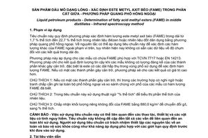 Tiêu chuẩn quốc gia TCVN 8147:2009 (EN 14078 : 2003) về Sản phẩm dầu mỏ dạng lỏng - Xác định este metyl axit béo (FAME) trong phần cất giữa - Phương pháp quang phổ hồng ngoại
