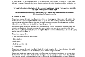 Tiêu chuẩn Việt Nam TCVN 8241-4-2:2009 (IEC 61000-4-2:2001) về tương thích điện từ(EMC) - Phần 4-2: Phương pháp đo và thử - miễn nhiễm đối với hiện tượng phóng tĩnh điện