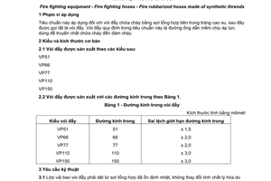Tiêu chuẩn quốc gia TCVN 5740:2009 về Phương tiện phòng cháy chữa cháy - Vòi đẩy chữa cháy - Vòi đẩy bằng sợi tổng hợp tráng cao su