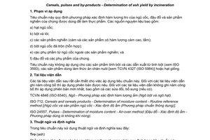 Tiêu chuẩn Việt Nam TCVN 8124:2009 (ISO 2171 : 2007) về ngũ cốc, đậu đỗ và phụ phẩm - Xác định hàm lượng tro bằng phương pháp nung