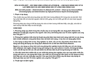 Tiêu chuẩn quốc gia TCVN 6685:2009 (ISO 14501:2007) về Sữa và sữa bột - Xác định hàm lượng aflatoxin M1 - Làm sạch bằng sắc ký ái lực miễn dịch và xác định bằng sắc ký lỏng hiệu năng cao