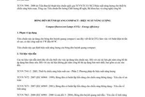 Tiêu chuẩn quốc gia TCVN 7896:2008 về Bóng đèn huỳnh quang compact - Hiệu suất năng lượng