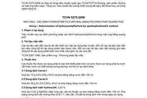 Tiêu chuẩn Việt Nam TCVN 5270:2008 về mật ong - Xác định hydroxymetylfurfural bằng phương pháp quang phổ