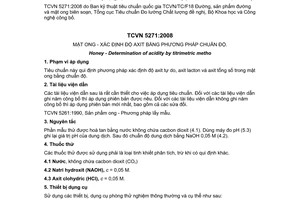Tiêu chuẩn Việt Nam TCVN 5271:2008 về mật ong - xác định độ axit bằng phương pháp chuẩn độ