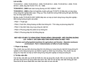 Tiêu chuẩn quốc gia TCVN 8019-3:2008 (ISO 14269-3 : 1997) về Máy kéo và máy tự hành dùng trong nông lâm nghiệp - Môi trường buồng lái - Phần 3: Xác định hiệu ứng nung nóng do mặt trời