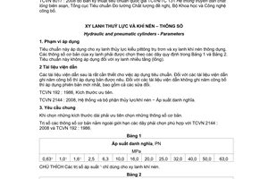 Tiêu chuẩn quốc gia TCVN 8017:2008 về Xy lanh thuỷ lực và khí nén - Thông số